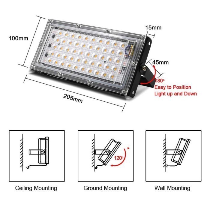 FMFIT Lampu Sorot Taman/Lapangan Voli/Badminton Flood Light 4500 Lumens 50W