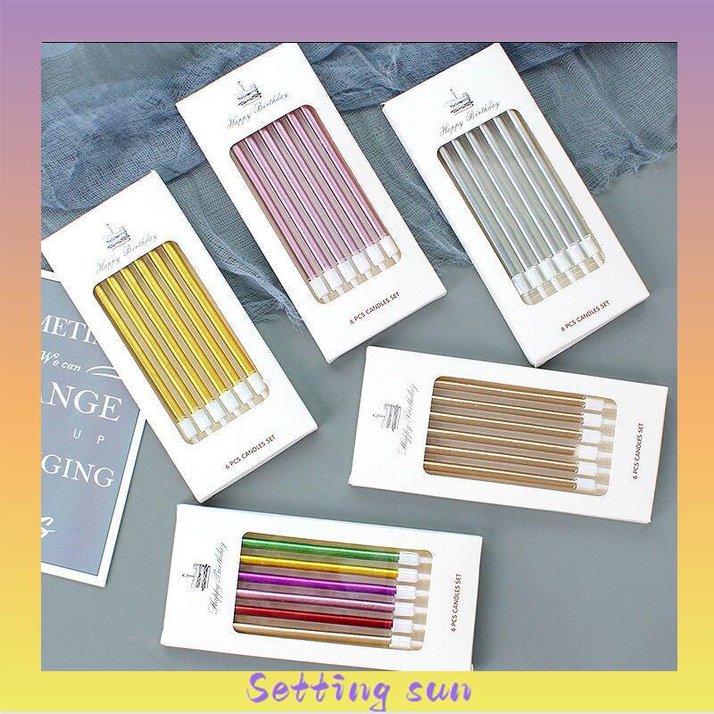 Lilin Pensil Isi 6Pcs - Dekorasi Pesta Ulang Tahun Lilin Panjang Birthday TN