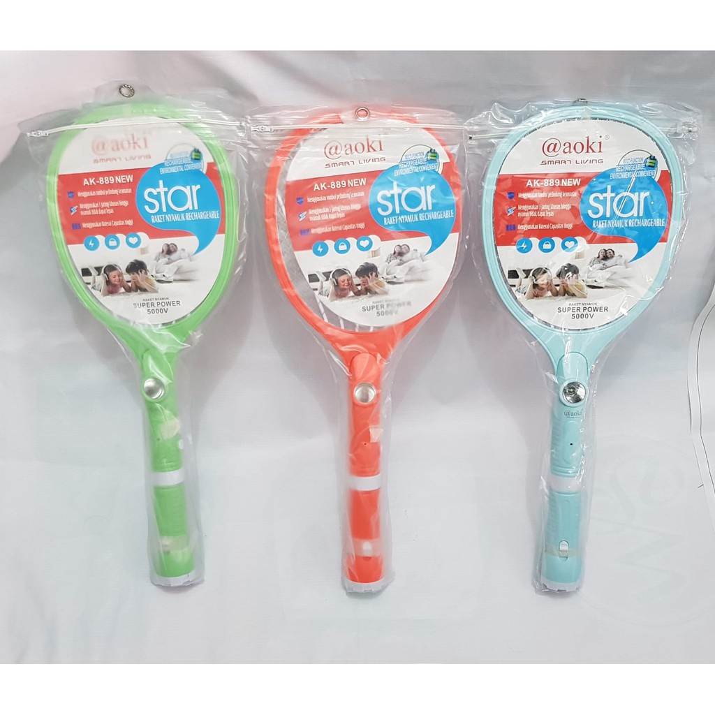 Jual RAKET NYAMUK RECHARGEABLE ALAT PENANGKAP NYAMUK AOKI AK-889 NEW