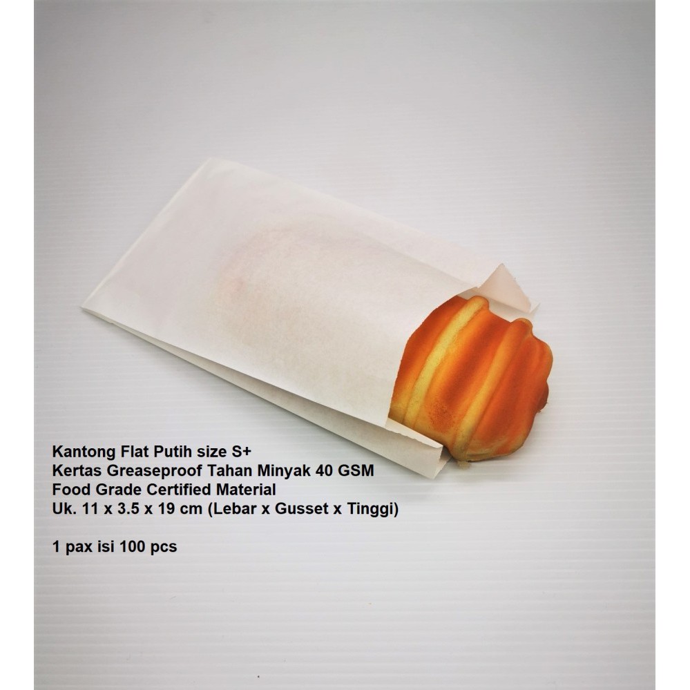 

Kantong Flat Kantong Kertas Putih 11x4x19 (S+) Anti Minyak Greaseproof