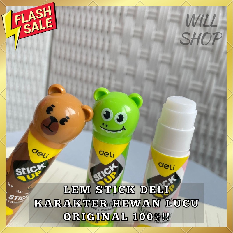 

READY LEM STICK GLUE STICK / LEM KERTAS KARAKTER DELI BENTUK BINATANG E6366A ORIGINAL 100% BISA COD