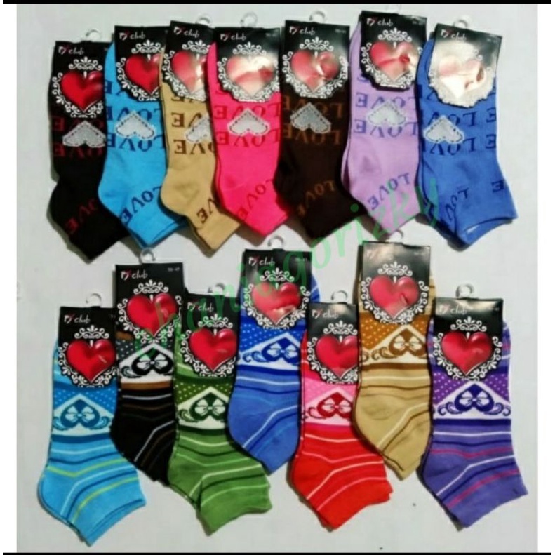 (6PASANG)RANDOM KAOS KAKI PENDEK SEMATA KAKI/MK LOVE  WANITA