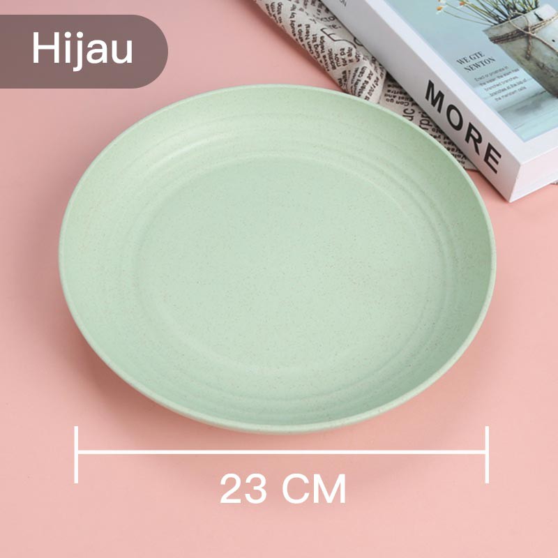 ❤ READY STOCK❤Piring Makan Saji |14.5、 20 、23 dan 25 cm Round Plate Piring Saji | Ramah Lingkungan | Biodegradable-23cm-Hijau