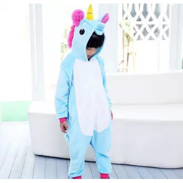 KOSTUM ONESIE UNICORN BASIC BLUE BIRU ANAK PIYAMA COSPLAY PESTA