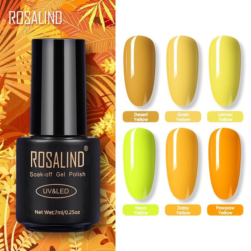 ROSALIND yellow series 7ml uv soak off gel polish / kutek gel kuning tahan 1 bulan