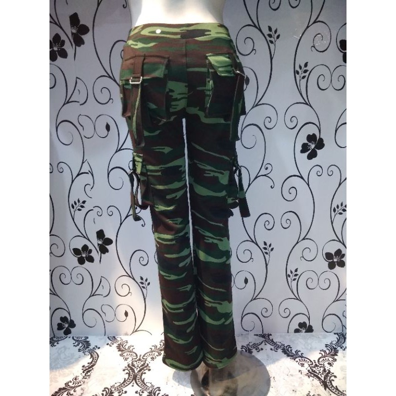 Celana senam wanita model pdl/cargo loreng yovis sport