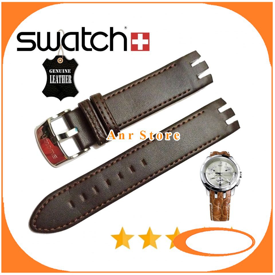 Tali Kulit Jam Tangan Swatch 21 mm Dark Brown