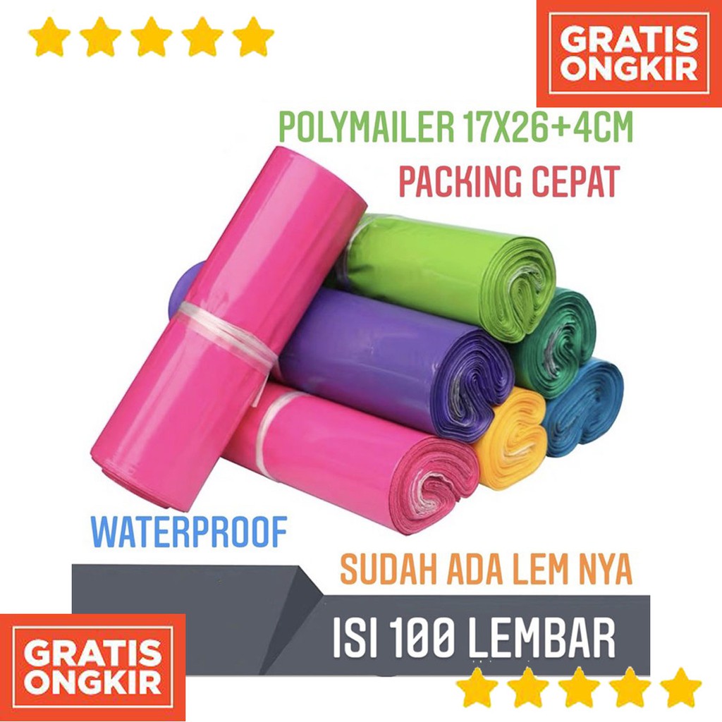 

Polymailer 17x30cm isi 100 Lembar - Plastik Packing dengan Lem - Plastik Packing kosmetik