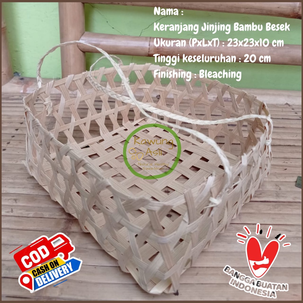 Keranjang Jinjing Bambu Besek Hampers Hexagon Keranjang Anyaman Bambu