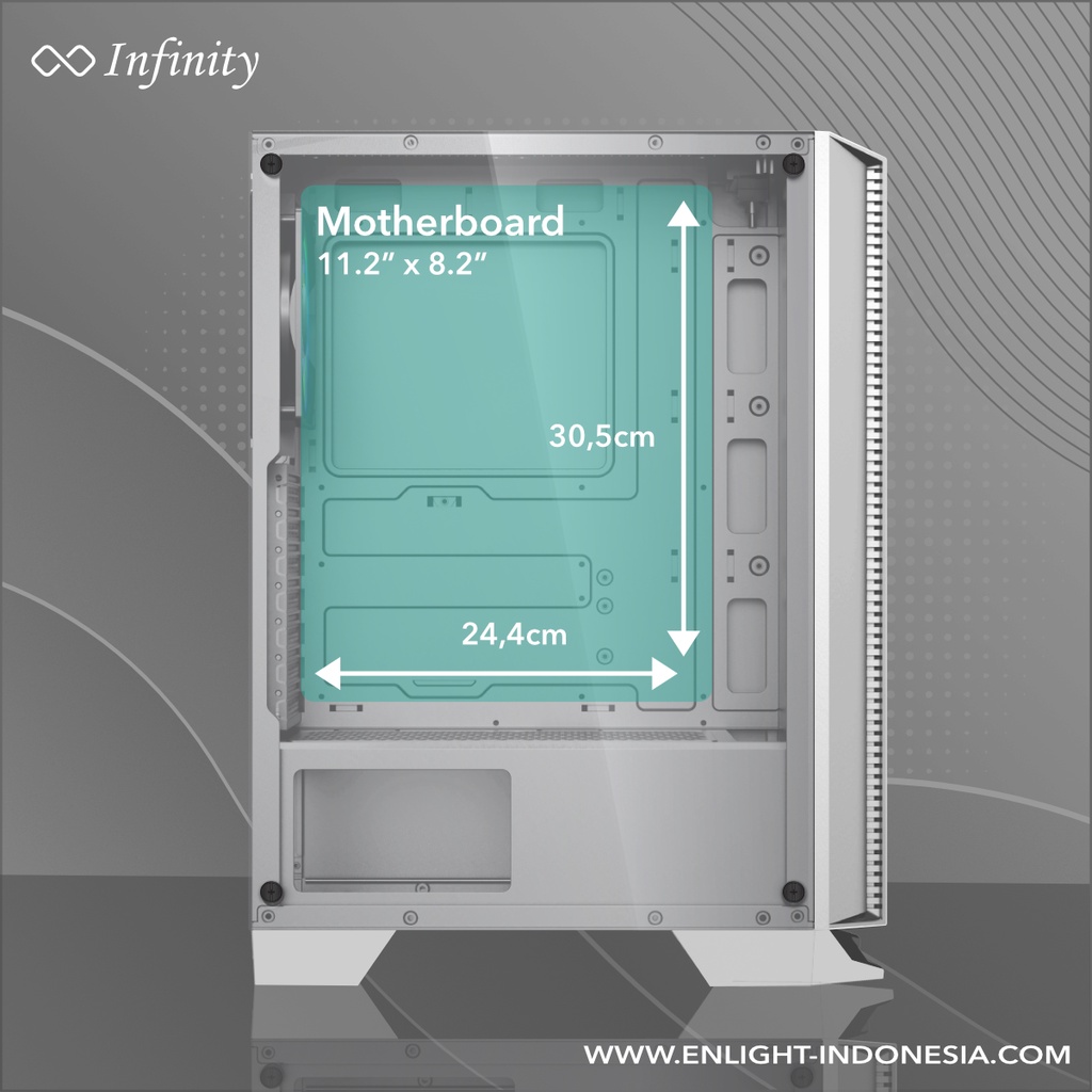 Infinity Nebula V4 White Casing PC Tempered Glass