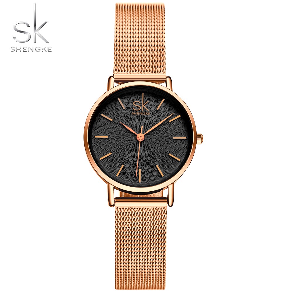 HOT PROMO Shengke Brand Luxury Women Watches High Quality Gold Mesh Belt Dress Women Watch
