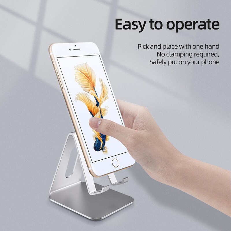 ACCEZZ Smartphone Tablet Stand Holder Bahan Aluminium - S3 - Silver