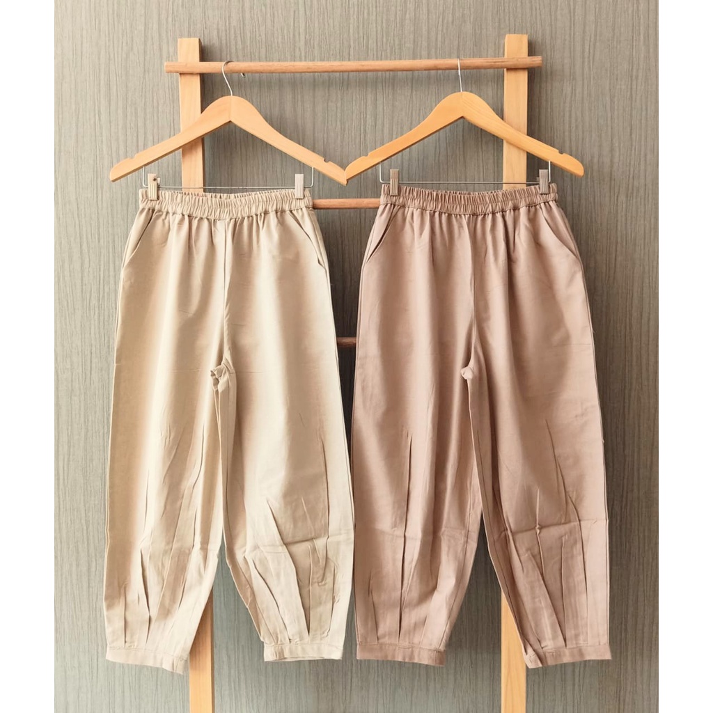 CoD- Hinata Pants- Celana Santai 7/9- Celana Kulot Wanita- Celana Baggy Rami Premium- Celana Panjang-3