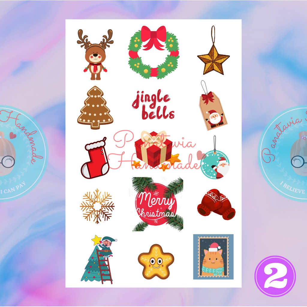 Stiker Lucu ♡ Tema Merry Christmas | Stiker Tahan Air | Stiker tahan Cuaca | Stiker estetik | Natal-2