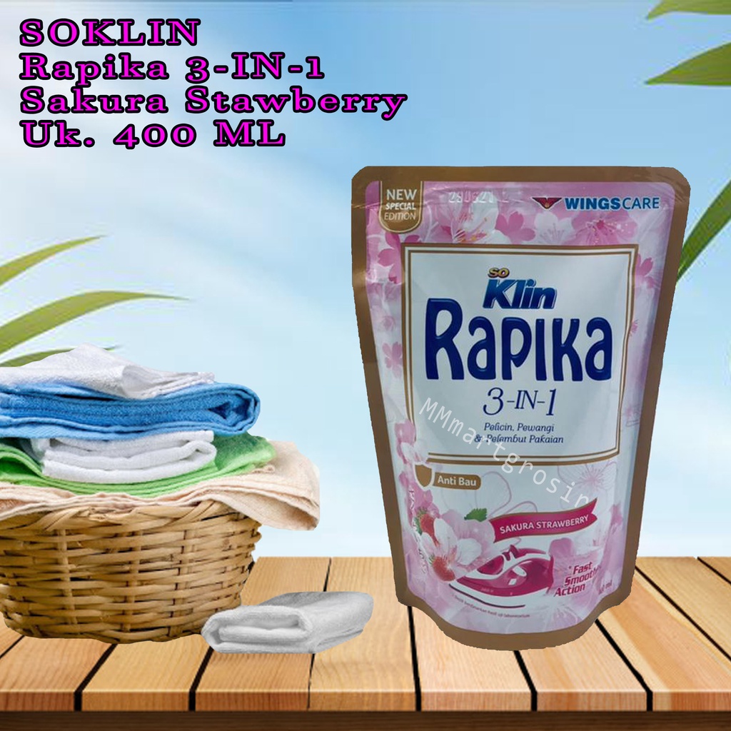 Rapika / so klin / pelicin pakaian / sakura Stawberry / 400 ml / 3in1