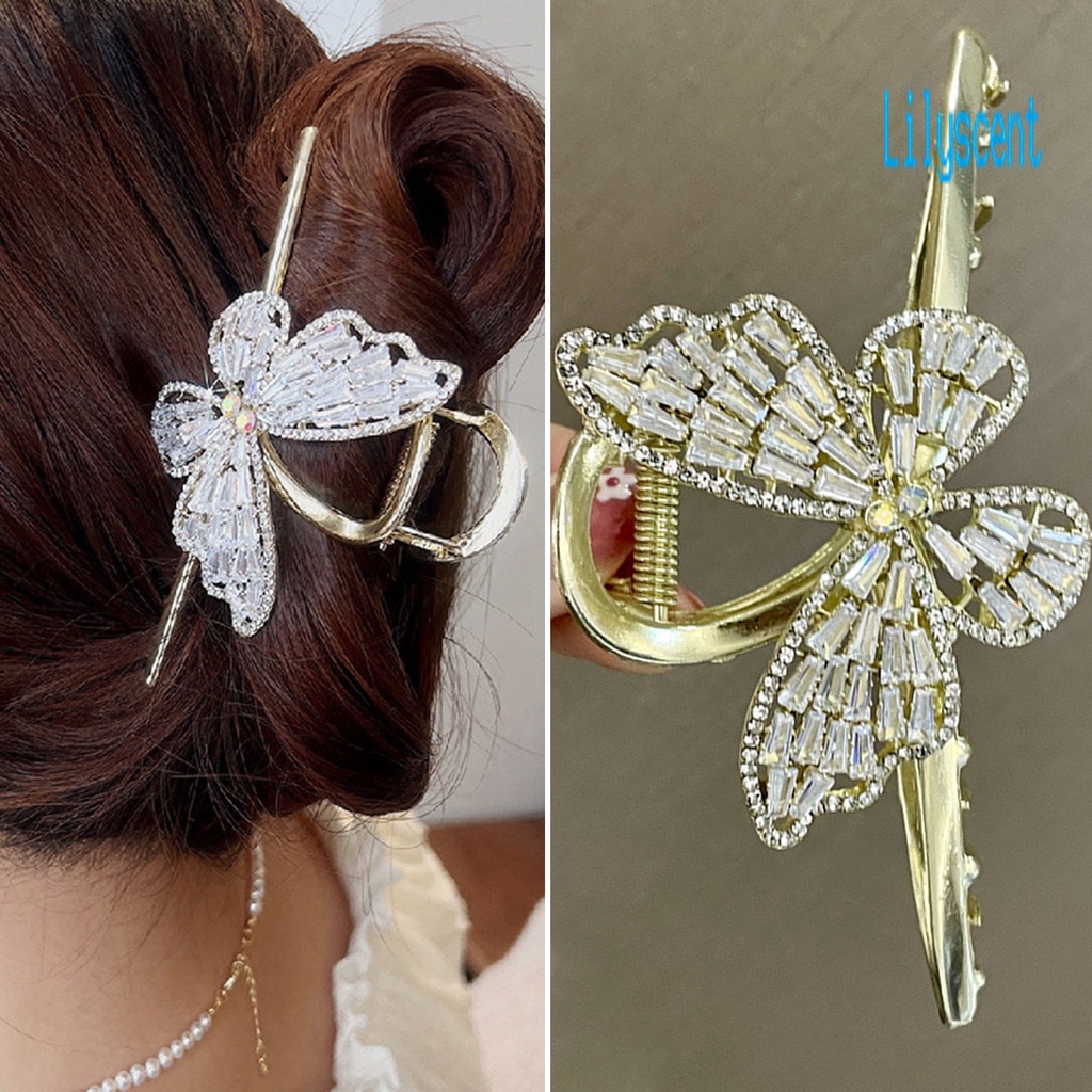 Lily Jepit Rambut Bentuk Kupu-Kupu Aksen Cubic Zirconia Untuk Aksesoris Wanita