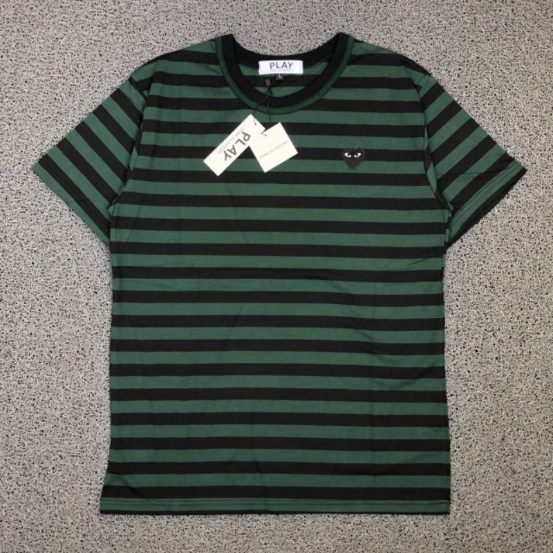 TSHIRT KAOS BAJU COMME DES GARCONS CDG STRIPE SALUR GREEN LIKE ORI