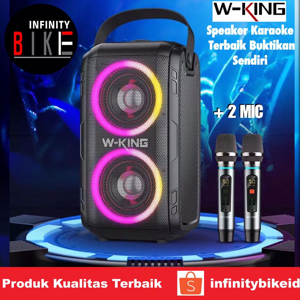 Jual Speaker Karaoke Portable Wireless Traveling WKING T9ii 2 MIC