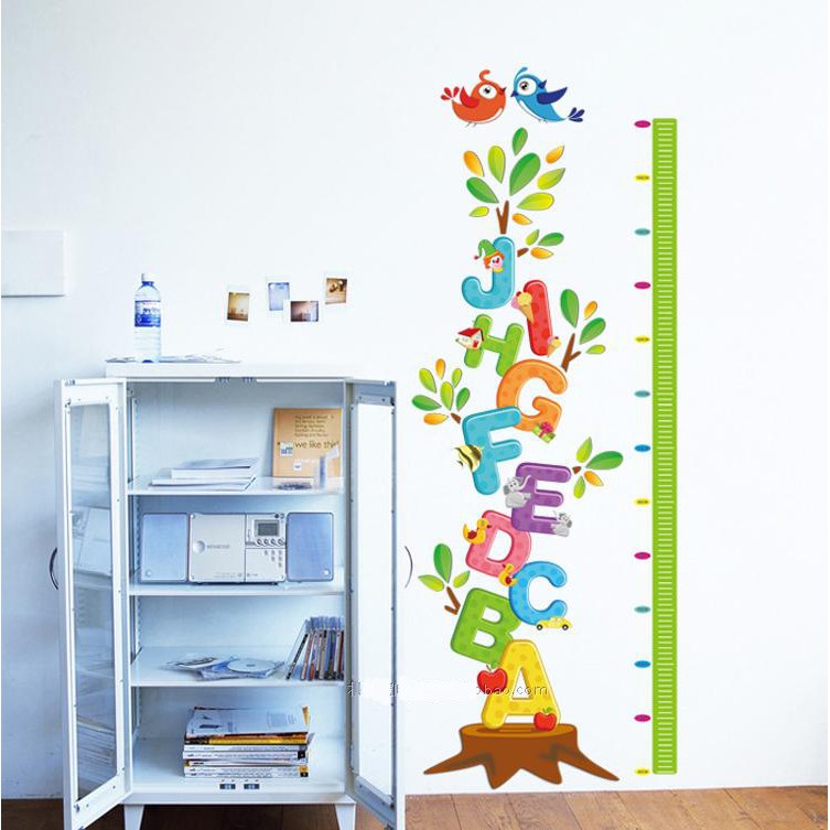 RELIZA WALL STICKER PENGUKUR TINGGI BADAN ALPHABET HURUF STUDY ANAK STIKER DINDING XY8096