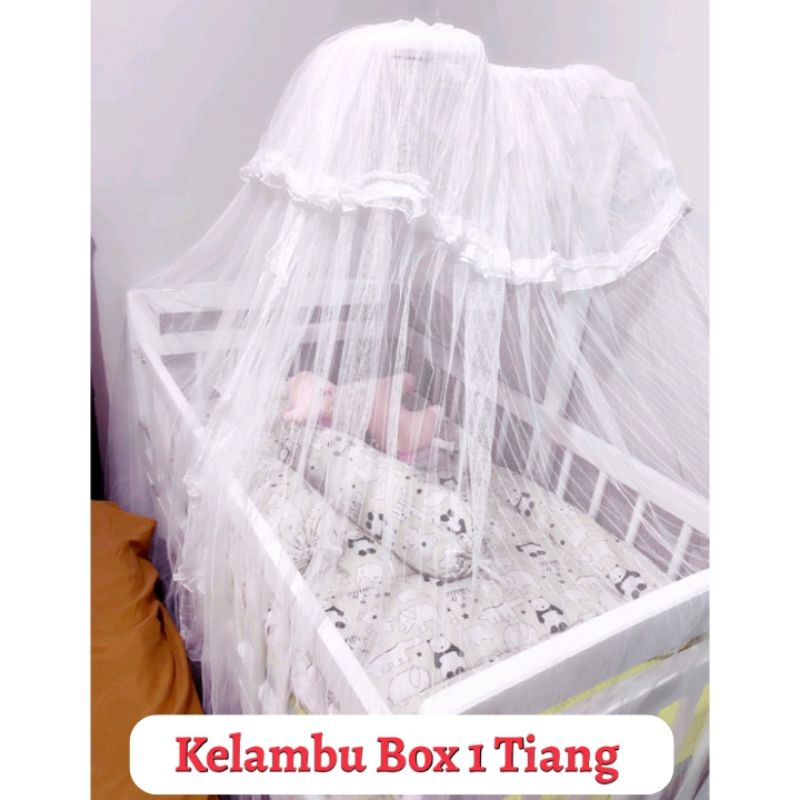 Kelambu Box Bayi Satu Tiang Dengan Bahan Vitrase Bisa Untuk Ayunan Rotan