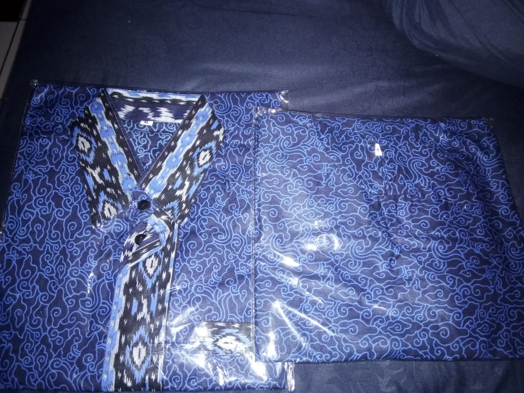 Batik Couple Keluarga Terbaru  Sania Ruffle Ori Ndoro Jowi Dnt Mega Mendung Biru