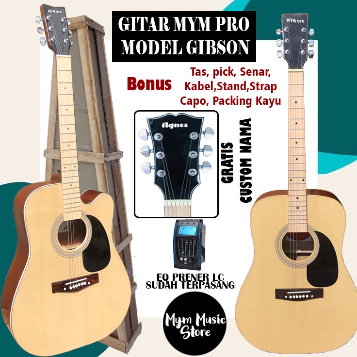 Gitar Akustik Elektrik LC model Gibson Tanam besi