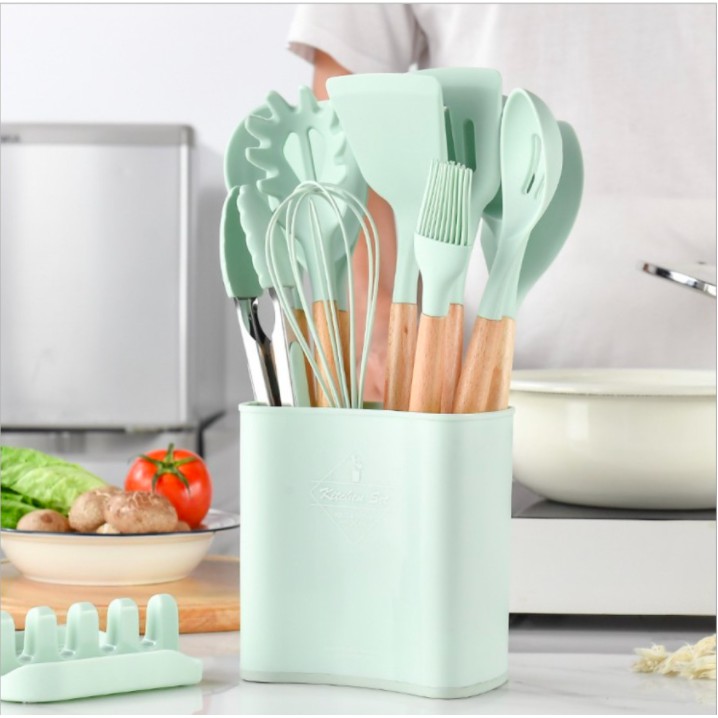 Square Bucket Utensil Set 13 Pcs / Peralatan Masak Goreng Tumis Rebus
Panggang Sutil Spatula Silikon