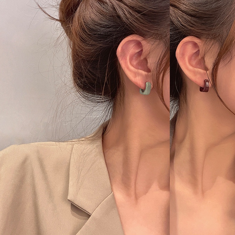 Korean Candy Color Geometric Square Earrings Women Girls Ear Studs Fashion