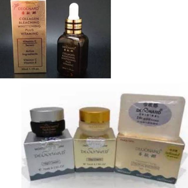 Deoonard gold silver cream paket ( serum collagen + sbn + siang + malam )
