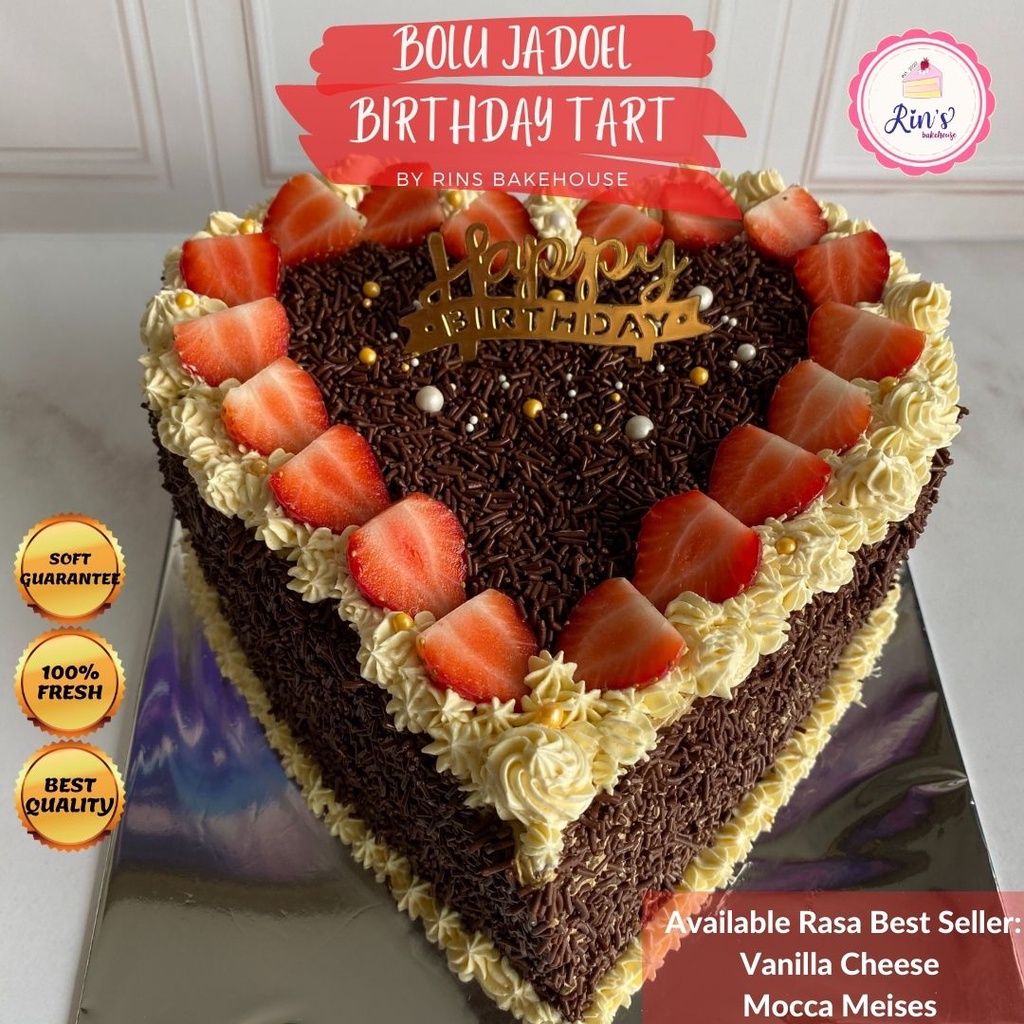 

Birthday Tart Bolu Jadoel 2 Tiers. Kue Ultah 2 Susun Tradisional Bolu. 20cm Free Box+Topper+Candle