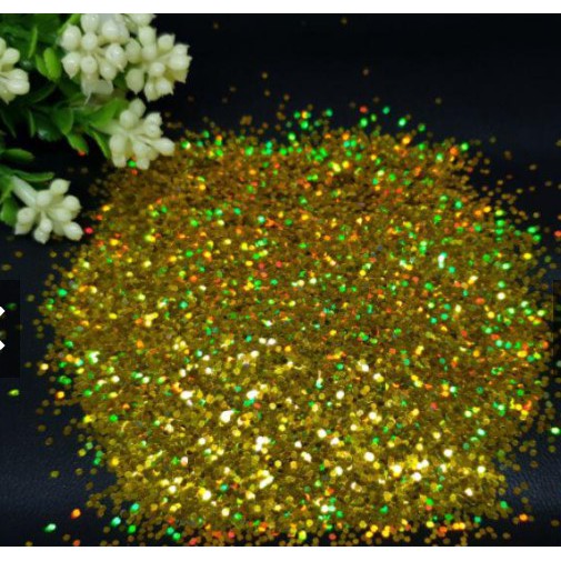 Serbuk Glitter Hexagonal silver &amp; gold 25gr/ Glitter Rainbow/ Glitter Hologram