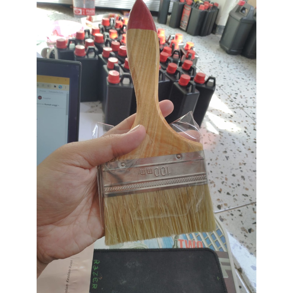 KUAS CAT KAYU 4&quot; INCH/KUAS CAT DINDING/TEMBOK/PLAFON/KAYU/BESI/UNTUK ASPAL CAIR WATERPROFING/BUKAN CAT LUKIS/BUKAN AQUAPROOF/BUKAN CAT PELAPIS ANTI BOCOR