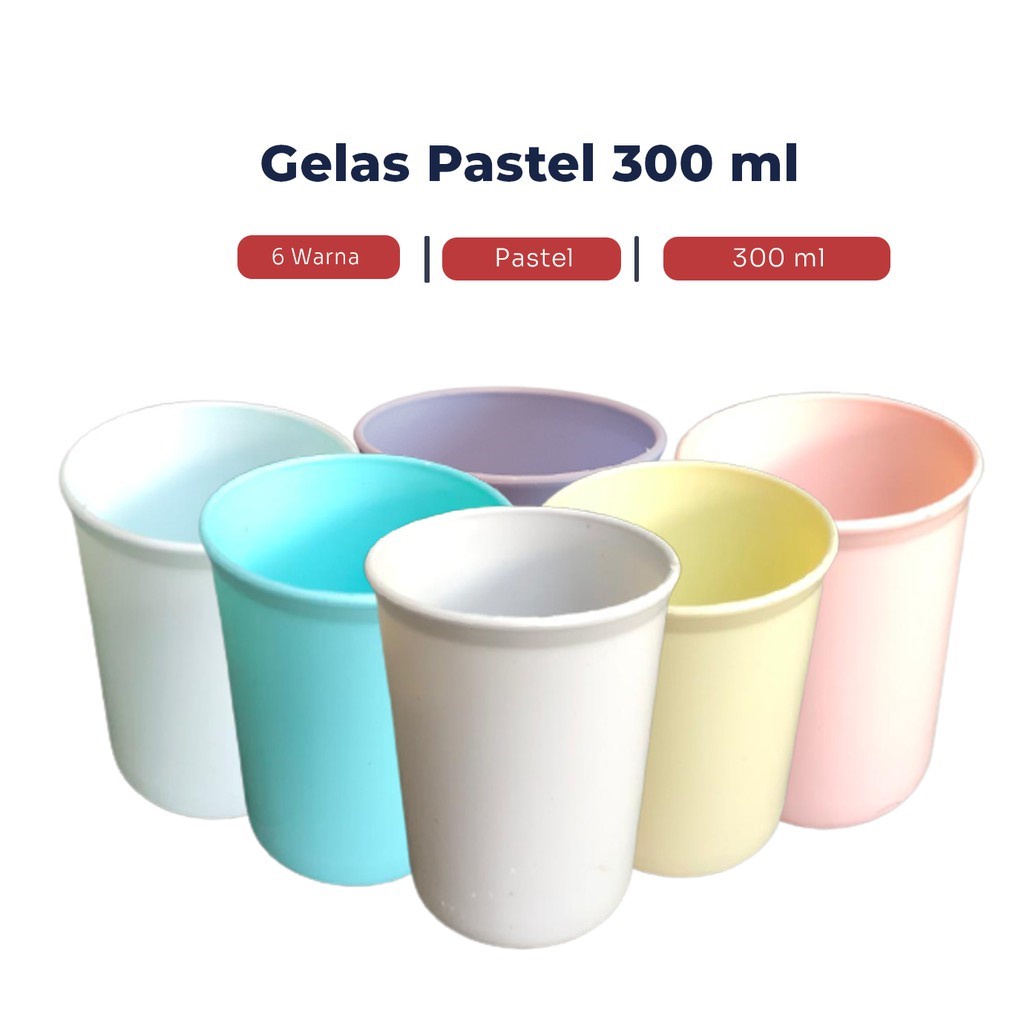 GELAS PLASTIK PLAIN WARNA PASTEL MACARON 300ML