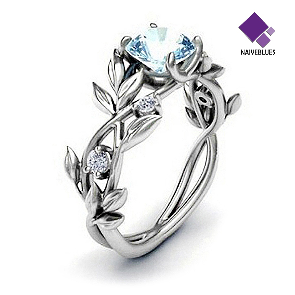 Naiveblue &gt; Cincin Alloy Desain Daun Hias Berlian Imitasi Untuk Wanita