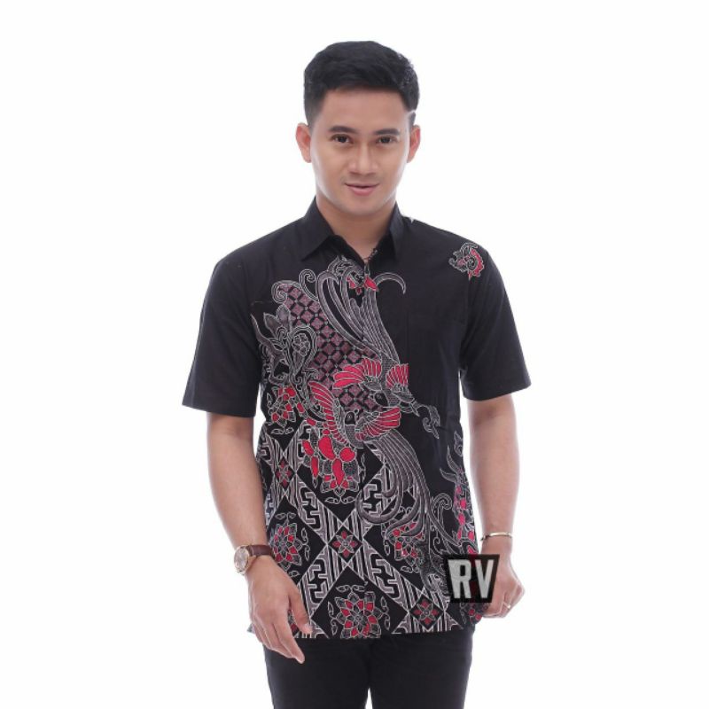 Batik wanita ASJ SA HRB026 Kenongo Kemeja Tosca Pendek-Hem batik pria