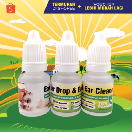 EAR DROP - Obat Tetes Telinga Anjing Kucing Kelinci Radang Telinga Luka Telinga Earmites Telinga Bau