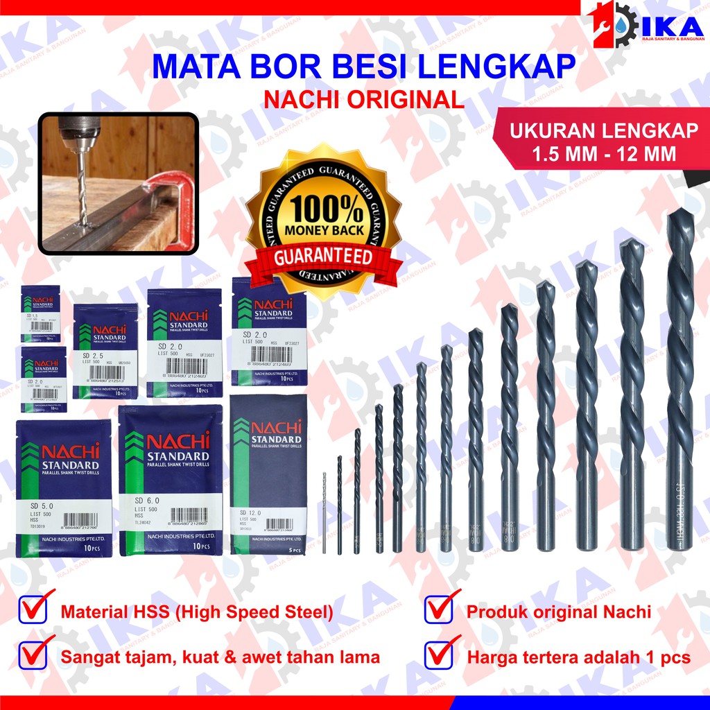 Nachi Mata Bor Besi Hss Asli 1 15 2 25 3 35 4 45 5 55 6 8 Mm Original 100 Harga Per