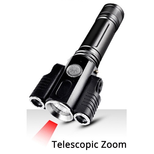 Senter LED Telescopic Zoom Cree XM-L T6 + 2 x XPE 15000 Lumens