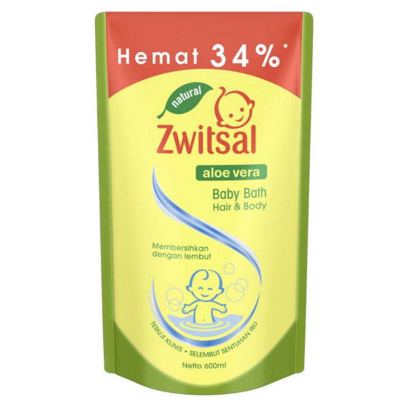 Zwitsal Baby Bath Hair &amp; Body Aloe Vera 600 ml | Sabun Mandi &amp; Shampoo Bayi