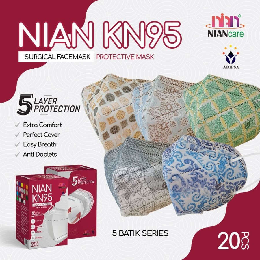 MASKER NIAN CARE KN95 MEDIS / MASKER MEDIS 5 PLY / PILIH WARNA