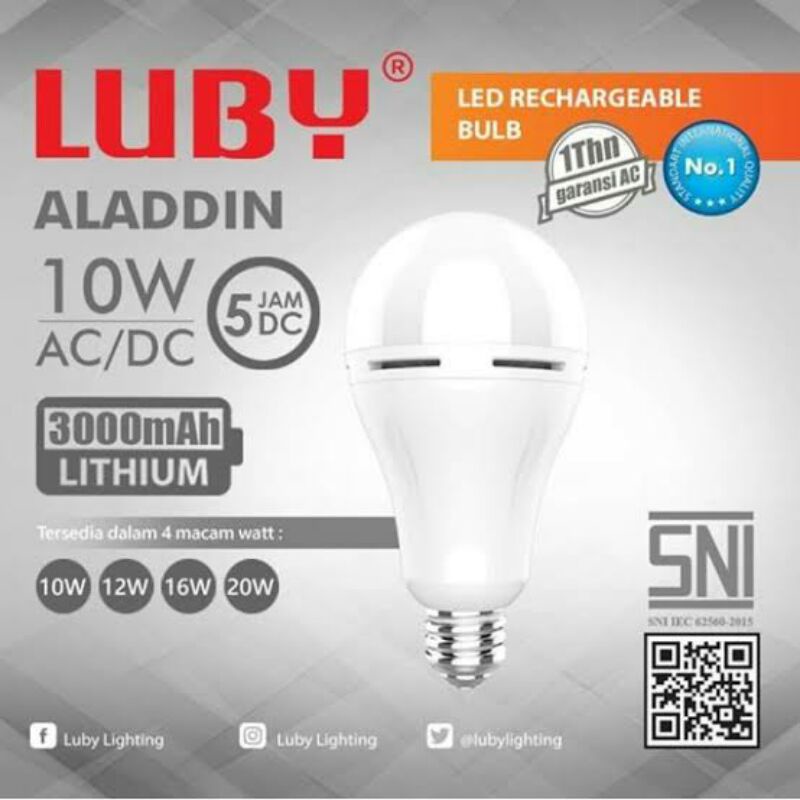 Hasna Mall - Lampu Led Luby Emergency 10 Watt Luby Aladdin 10 watt