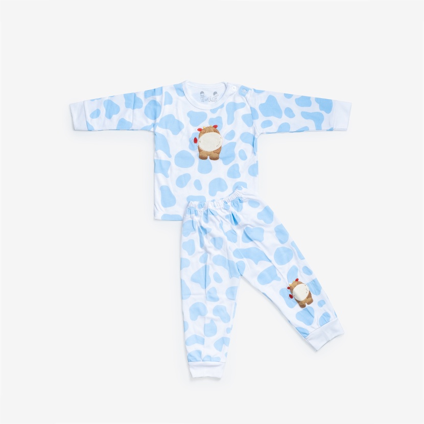 Baju Anak moo Loreng Setelan Panjang Yoshida (1 - 2 Tahun) Unisex / Celana / Pakaian Tidur / Set / G