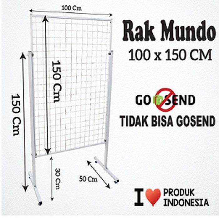 Rak/ ram aksesoris besi ukuran 150 x 100 + kaki/mundo display aksesoris/contolan