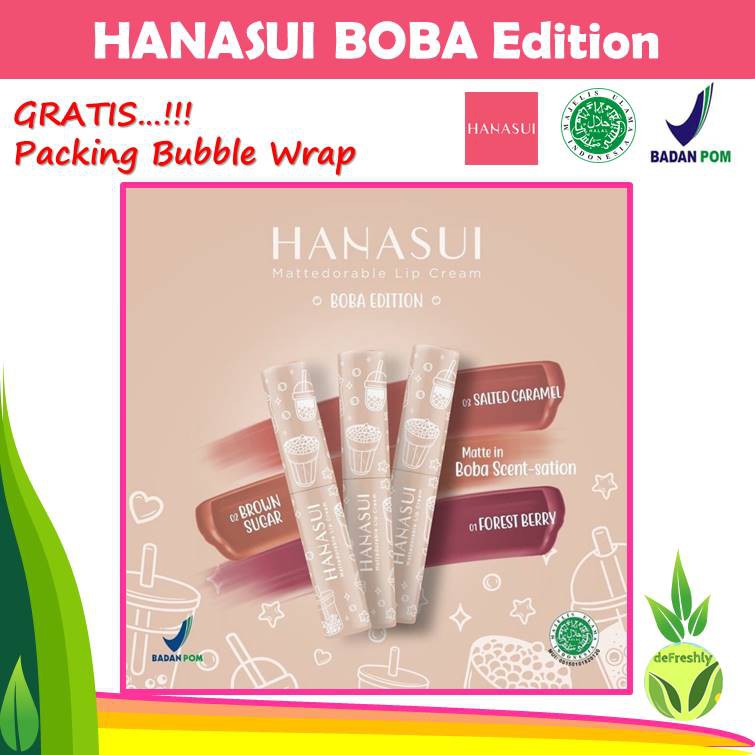 HANASUI BOBA Lipcream Mattedorable Lip Cream | Lip Stain | Dual function bibir blush on lip and cheek liptin - BPOM