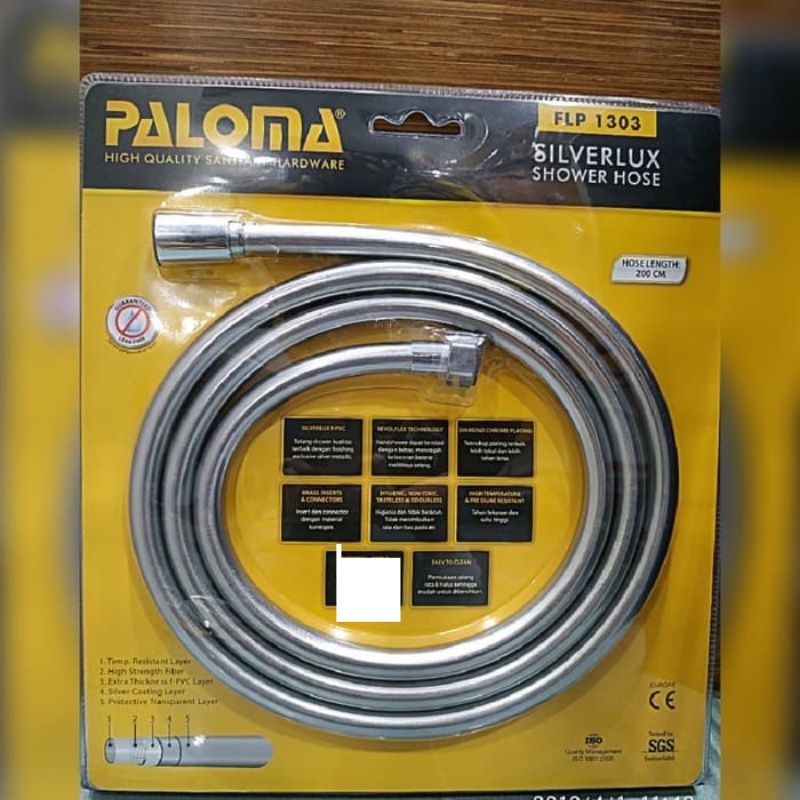 PALOMA FLP 1303 SELANG FLEXIBLE SHOWER 200 CM (2METER) PVC FLEXIBLE HOSE CHROME