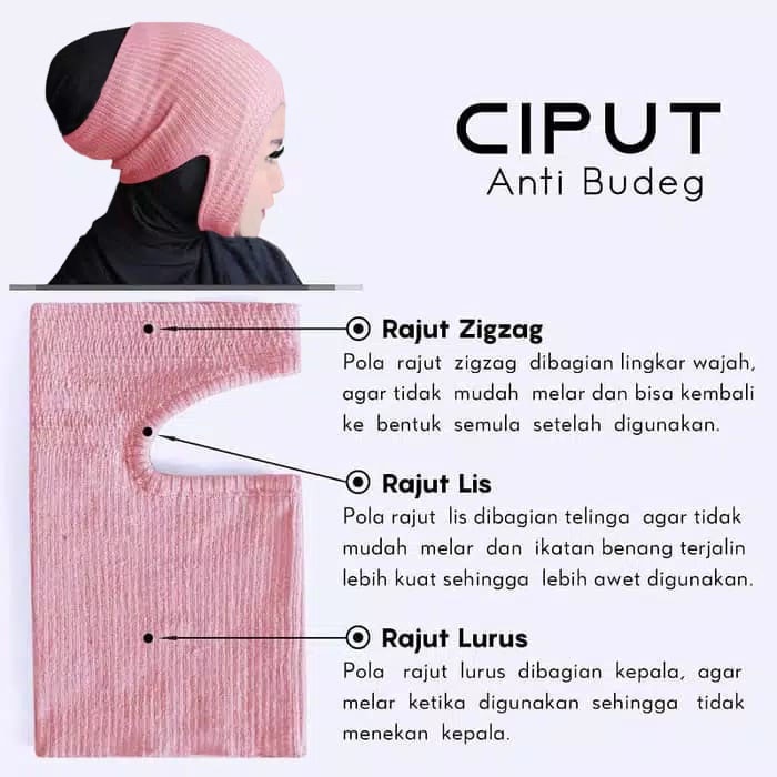 Ciput Dagu Hana Rajut Premium Anti Budeg Ciput Dagu Rajut Premium Inner Anti Pusing Pasar Hijab