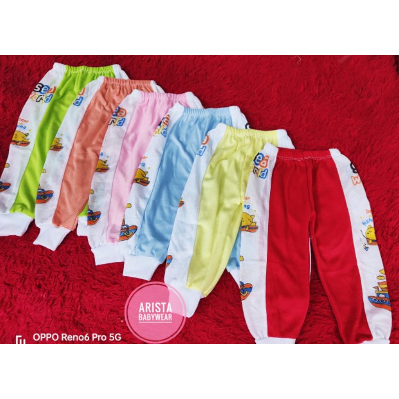 CELANA PANJANG BAYI, STRIP WARNA RAINBOW KOMBINASI (1LUSIN/12PCS)