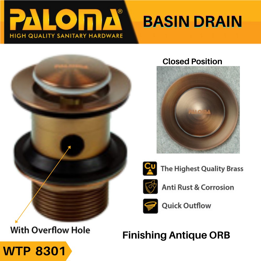 PALOMA WTP 8301 Afur Wastafel Kepala Sifon Washtafel BROWN BRASS ORB Jadilah Yang Pertama Mengulas P