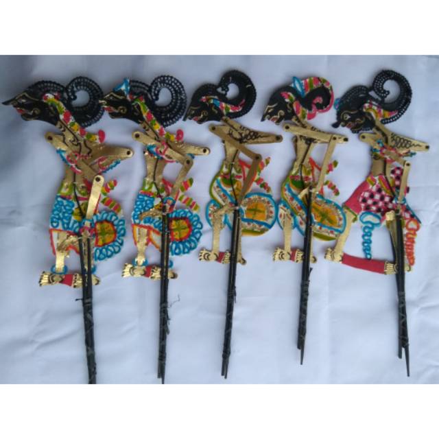 (BISA COD) KERAJINAB MINIATUR WAYANG KULIT PANDAWA LIMA KIDANGAN BIASA ISI 5 PCS YUDISTIRA BIMA