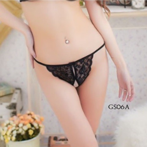 [SIAP KIRIM] CELANA DALAM SEXY G STRING OPEN CROTCH LACE HITAM GS06A